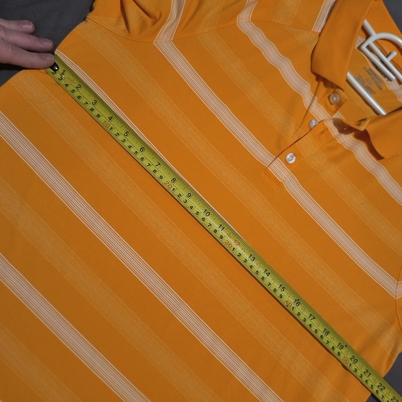 Oakley Men's Large size Orange Striped Golf Polo Shirt - Picture 4 of 6